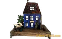 1 005 blaues gartenhaus